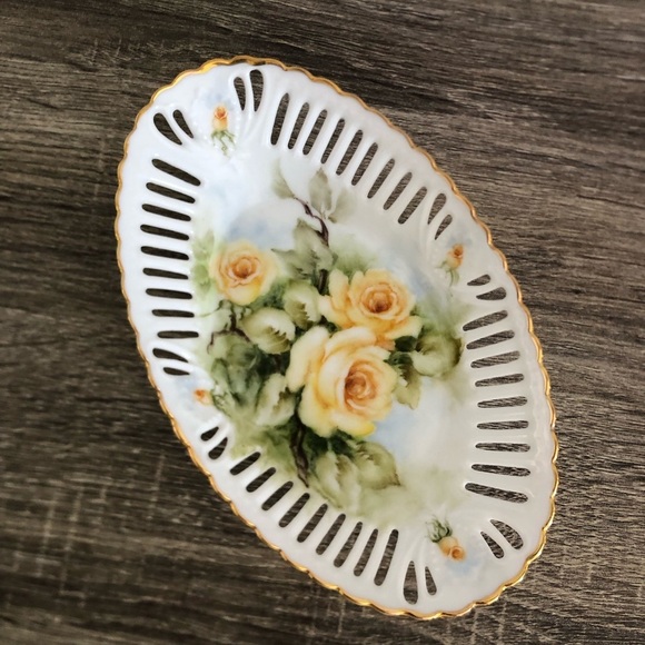 Vtg Eleanor Wiebe Porcelain Dish with 24 K Gold Trim - Picture 4 of 12